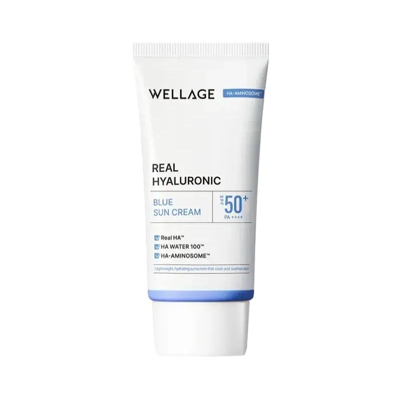 Real هیالوronic Blue Sun Cream SPF 50+ Wellage - پوستیتو